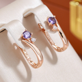Pendientes Elegantes con Circonitas Moradas