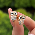 Pendientes vintage de búho con cristales
