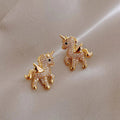 Pendientes Unicornio Dorados Brillantes