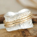 Anillo vintage fino giratorio en dorado y plateado