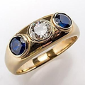 Anillo con circonita y cristal azul