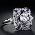 Anillo vintage en plata con circonita azul
