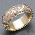 Anillo vintage con flor rosa dorada