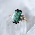 Anillo vintage de cristal cúbico turquesa