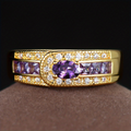 Anillo de Oro Vintage con Circonita Morada