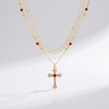 COLLAR CRUZ DE DIAMANTE Y COLORES