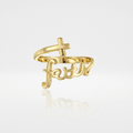 ANILLO DE JESÚS Y FE EN PLATA - (AJUSTABLE)