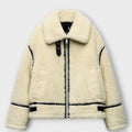 Adele - Cremefarbene stylische Teddy-Bomberjacke