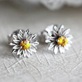 Pendientes vintage de plata con colgante floral